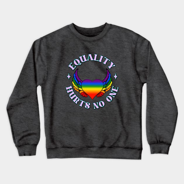 LGBTQ Heart Wings Pink Rainbow Equality Crewneck Sweatshirt by KZK101